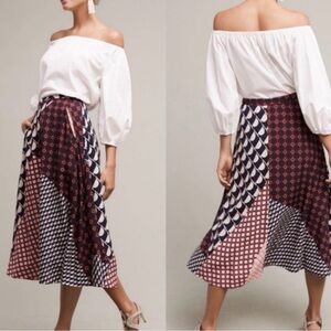 HD in Paris Geometric Navy and Burgundy Skirt with Pockets!